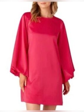 NWT Crosby by Mollie Burch Cecily Dress XS Vivacious Pink Shift Balloon Sleeve